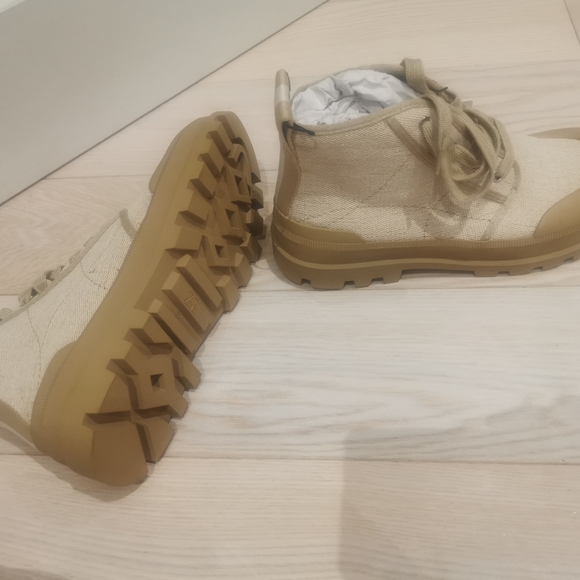 Zara flat  laced fabric ankle boots - Picture 7 of 8